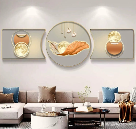 3pcs Crystal Porcelain Decorative Painting Set – Elegant Wall Art for Office, Bedroom, Living Room, Kitchen (30x50x2 + 50x50x1)