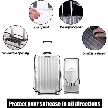 Transparent Waterproof Luggage Case Cover Pull Rod, Wear Resistant Travel Case Protector