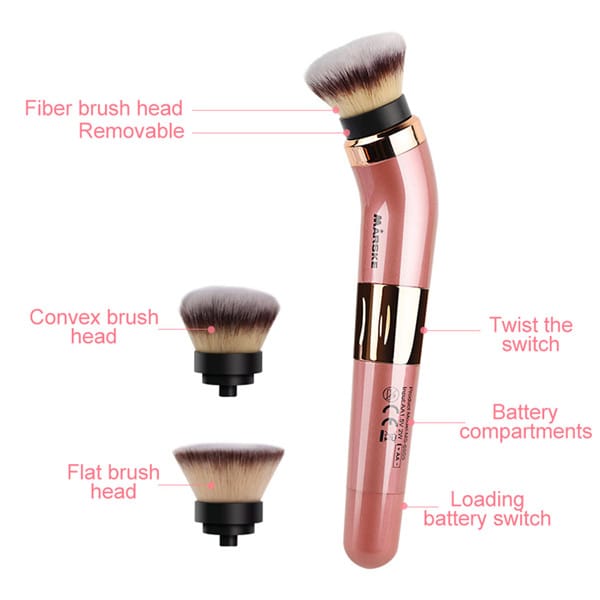 Electric Makeup Brush – 360° Automatic Makeup Brush for Flawless Application (Battery Operated, 2pcs Set)