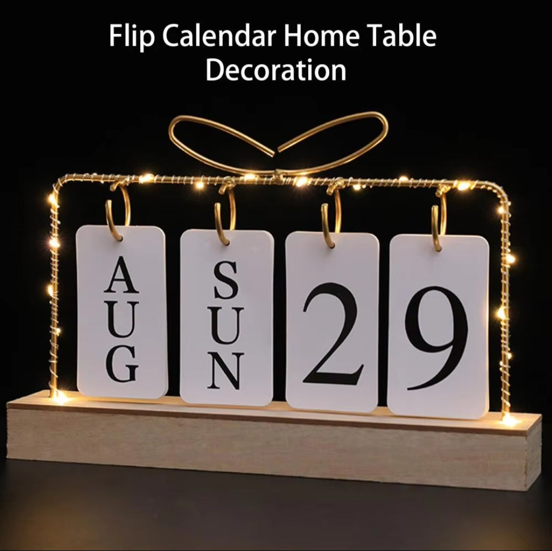 Stylish Desktop Calendar with Light | Modern Iron Material, Battery Powered for Home & Office Organization