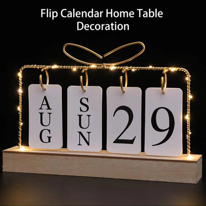 Stylish Desktop Calendar with Light | Modern Iron Material, Battery Powered for Home & Office Organization