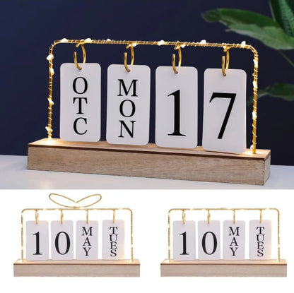 Stylish Desktop Calendar with Light | Modern Iron Material, Battery Powered for Home & Office Organization