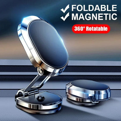 360° Rotating Magnetic Phone Holder – 2024 Upgraded Retractable & Foldable Mount with Strong Magnet (Black, Silver)