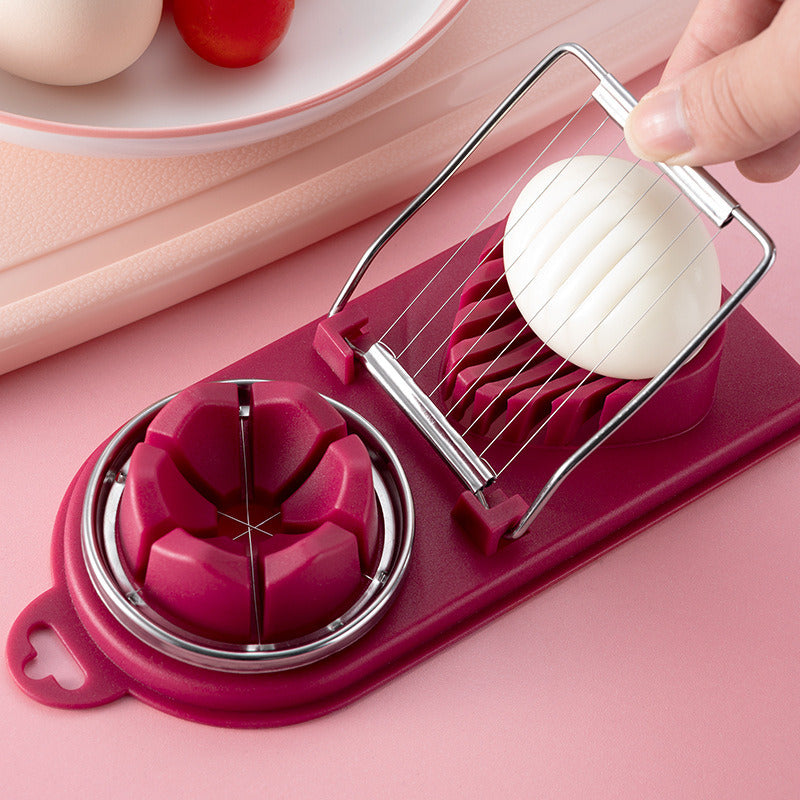 2in1 Fruit & Egg Slicer | Available in Pink, Green, and Maroon | Easy & Efficient Kitchen Tool