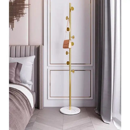 Marble Base Luxury Coat Rack Floor Standing Clothes & Hat Hanger, Multifunctional Tree Hanger for Handbags & Home Accessories, Available in Black, White, & Gold