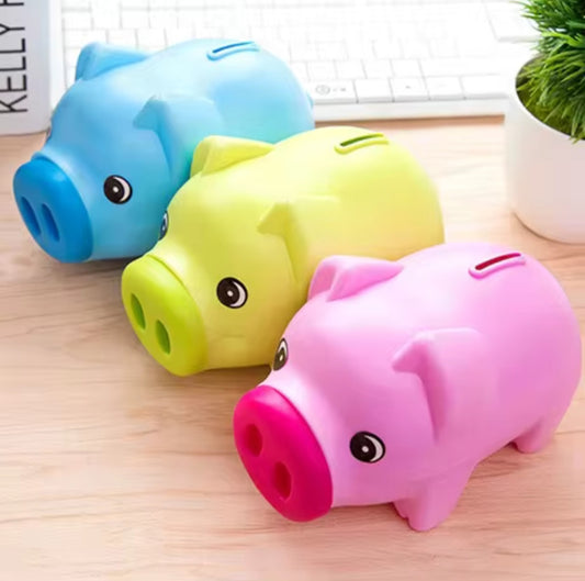 Cartoon Cute Piggy Bank – Hard Plastic Savings Bank for Kids (19x10x11cm, Pink)