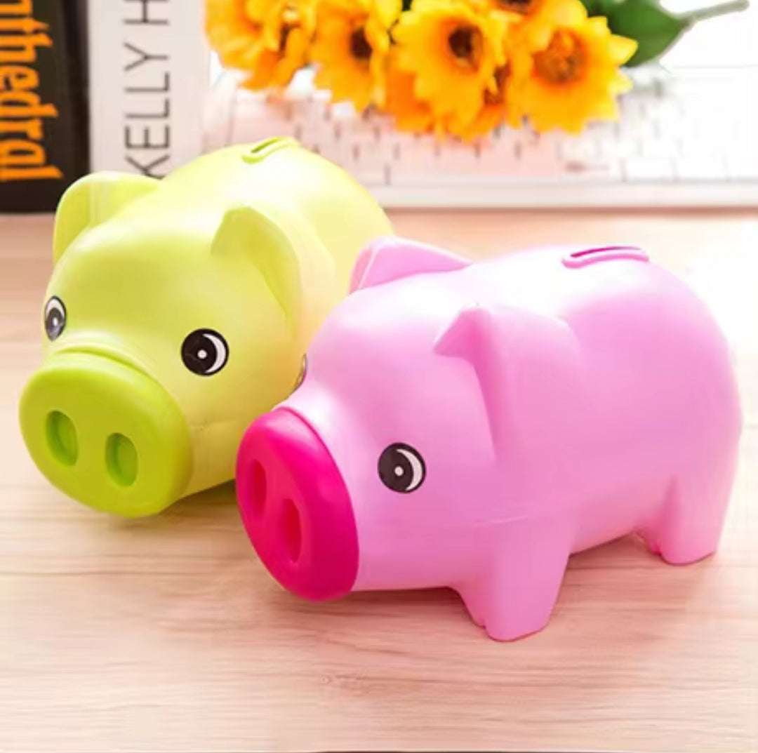 Cartoon Cute Piggy Bank – Hard Plastic Savings Bank for Kids (19x10x11cm, Pink)