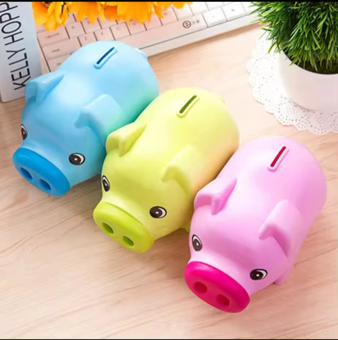 Cartoon Cute Piggy Bank – Hard Plastic Savings Bank for Kids (19x10x11cm, Pink)