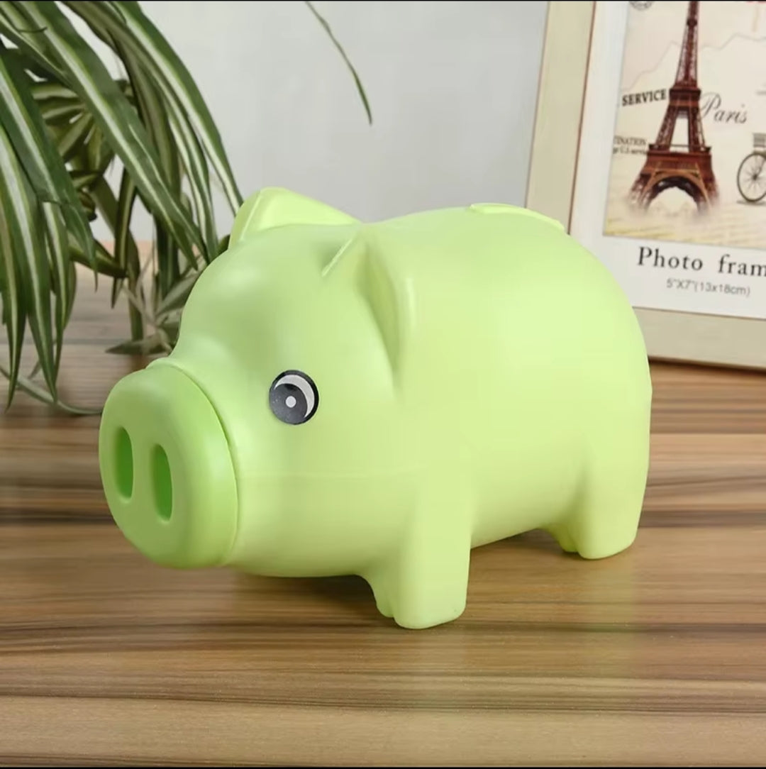 Cartoon Cute Piggy Bank – Hard Plastic Savings Bank for Kids (19x10x11cm, Pink)