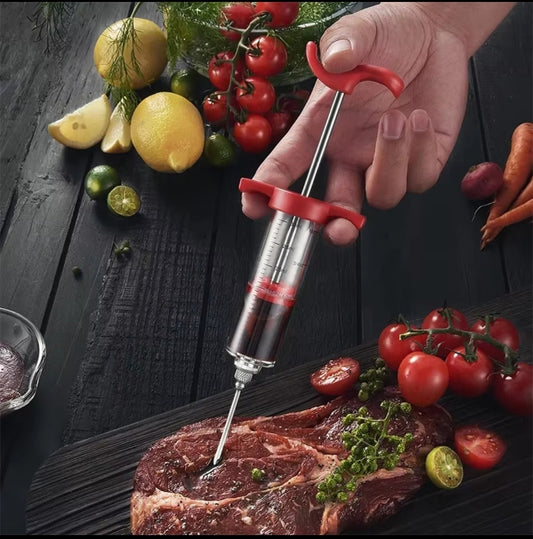 BBQ Meat Syringe Marinade Injector with Stainless Steel Needle – Perfect for Flavorful Grilling and Roasting