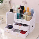 Wooden Makeup Organizer Drawer with Mirror  Large Capacity Beauty Storage