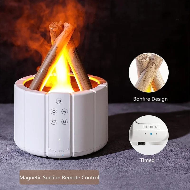 Bonfire Air Humidifier | 280ml Capacity, Magnetic Remote, 8-12 Hours Use Time