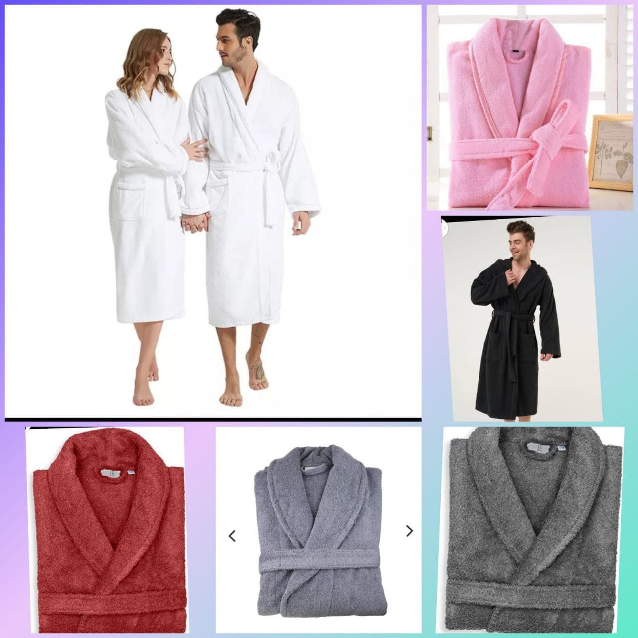 100% Cotton Bathrobe  Soft and Absorbent Spa Quality Robe for Men and Women