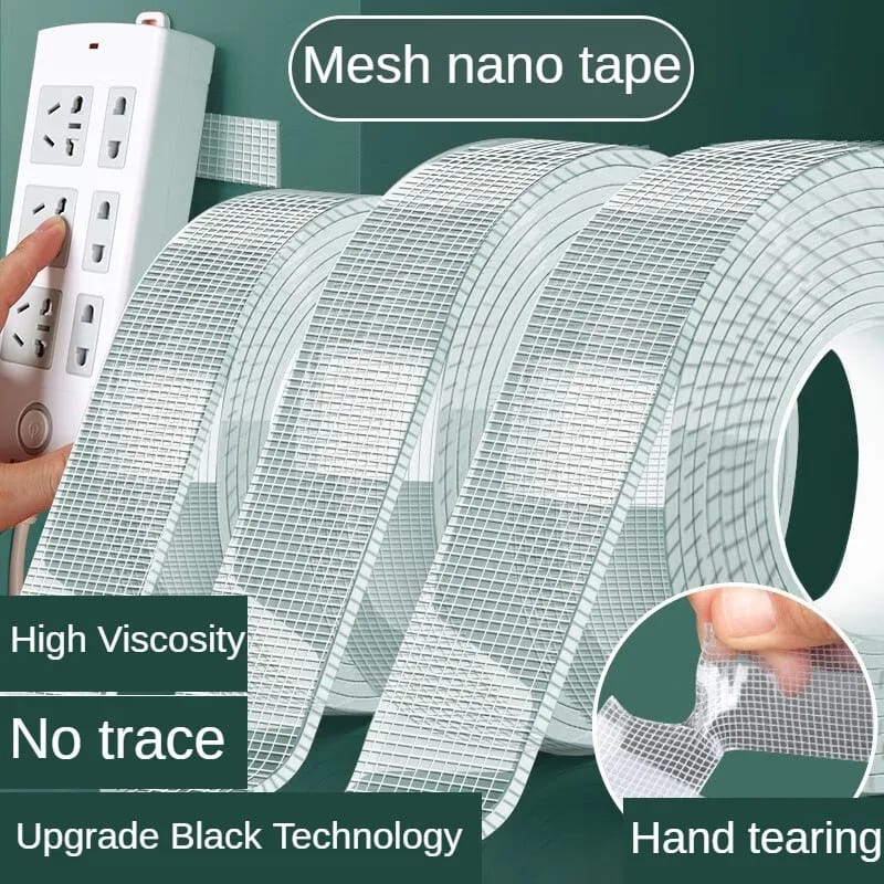 Super Strong Double Sided Adhesive Tape 5cm x 1M Heavy Duty, Waterproof & Reusable Nano Tape for Kitchen & Bathroom