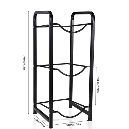 3Tier Water Bottle Holder Rack  Heavy Duty Carbon Steel, Rust Proof, Space Saving Design (Black)