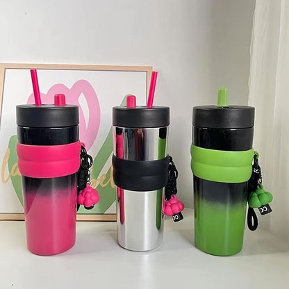 710ml Stainless Steel Coffee Mug with Straw | Reusable & Leak-Proof Iced Coffee Cup