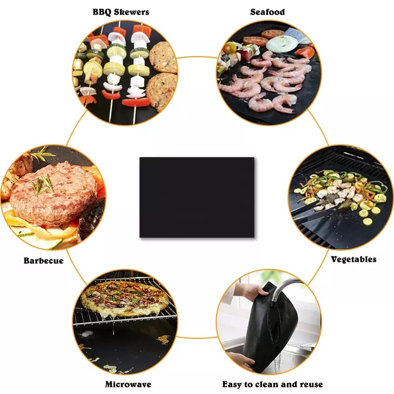 1pc Nonstick BBQ Grill Mat |Reusable PTFE Barbecue Baking Pad, 40x32.8cm Cooking Plate for Party Grilling