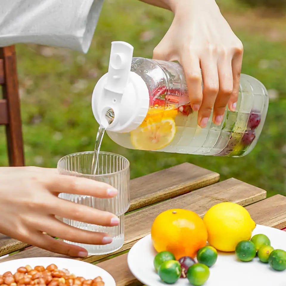 1500ml Clear Iced Beverage Dispenser Heat Resistant Iced Tea Pitcher for Fridge, Perfect for Lemonade, Cold Drinks, and Household Use