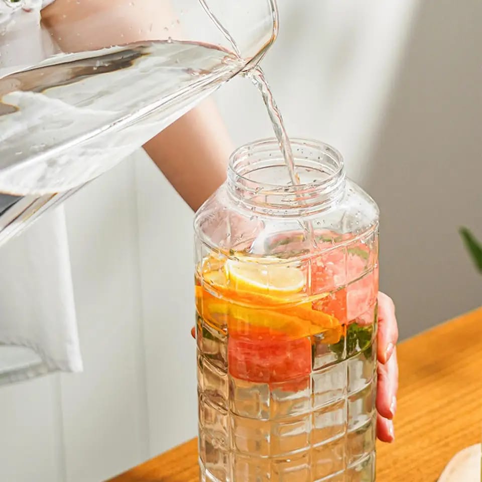 1500ml Clear Iced Beverage Dispenser Heat Resistant Iced Tea Pitcher for Fridge, Perfect for Lemonade, Cold Drinks, and Household Use