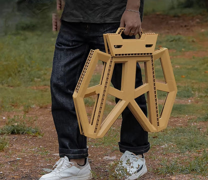 Outdoor Portable Foldable Stool | Lightweight, Durable | Outdoor furniture|Picnic| Camping Furniture|Beach| Heavy Load bearing| Travel Furniture|Small space FurnitureSupports Up to 95kg (Cream White & Brown)