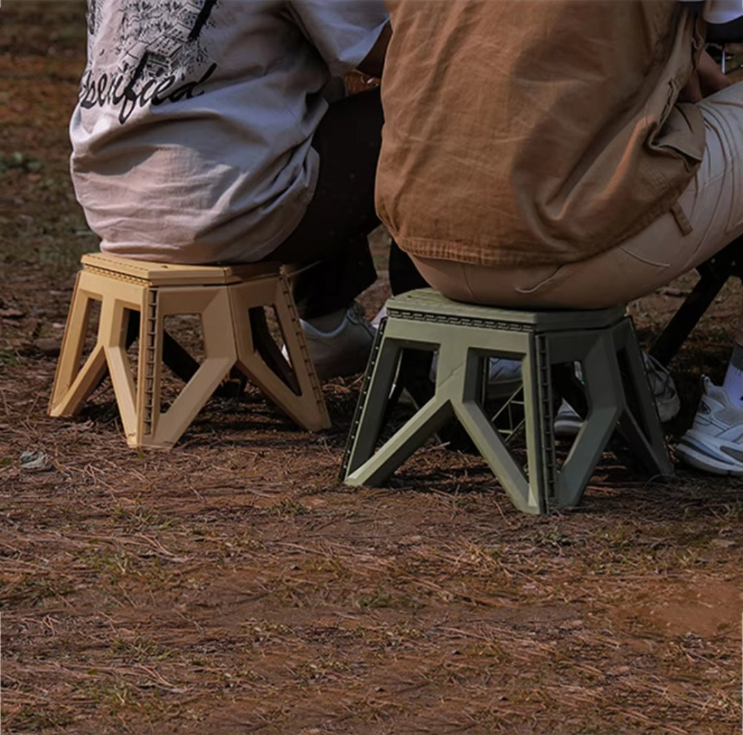 Outdoor Portable Foldable Stool | Lightweight | Outdoor furniture|Picnic| Camping |Beach| Heavy Load bearing| Travel Furniture| Supports Up to 95kg (Cream White & Brown)