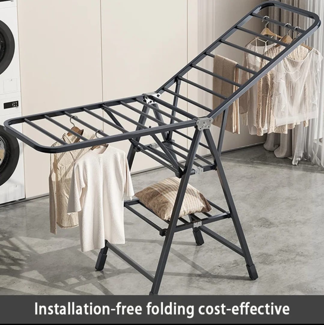 Black Movable Outdoor Drying Rack 1.7M Height, with Wheels for Easy Mobility