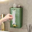 Furaha Finds Luxury Diamond Wall Mounted Acrylic Tissue Box  Transparent table napkin holder for bathrooms and living spaces, available in green, brown, and clear.
