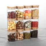 12pcs Glass Storage Jar Set with Bamboo Lids Airtight Containers 300ml.