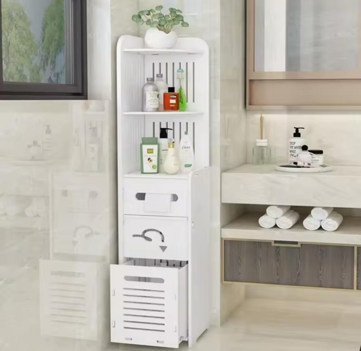 Toilet|Bathroom Vanity Side Cabinet White, Waterproof PVC Foam Board, 30cm x 30cm x 120cm