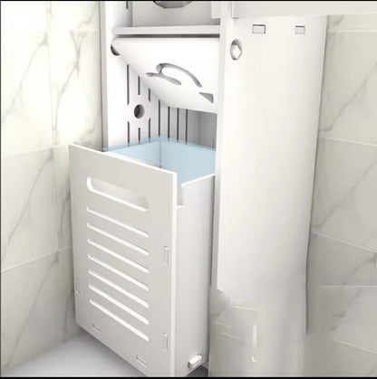 Toilet|Bathroom Vanity Side Cabinet White, Waterproof PVC Foam Board, 30cm x 30cm x 120cm