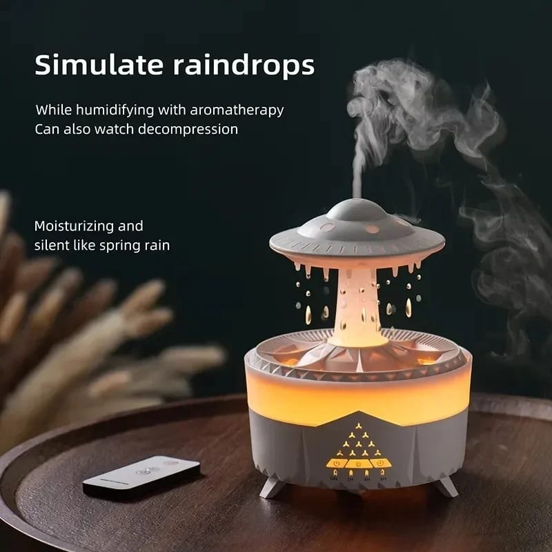 Water Raindrops Ultrasonic Air Humidifier Handmade 3D Glass Essential Oil Diffuser with 7 Color LED, Ideal for Home, Office, Yoga Room