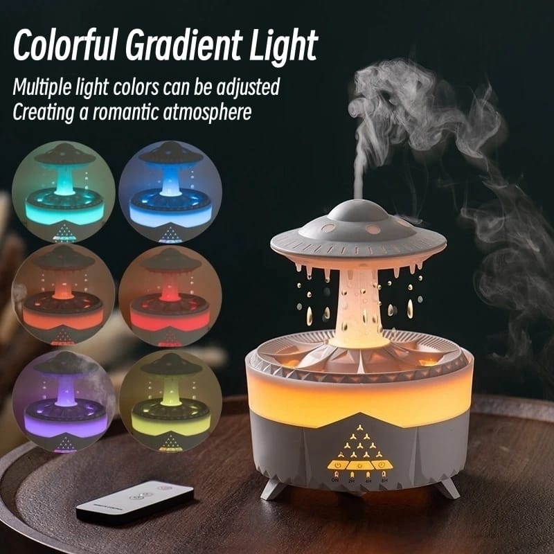 Water Raindrops Ultrasonic Air Humidifier Handmade 3D Glass Essential Oil Diffuser with 7 Color LED, Ideal for Home, Office, Yoga Room