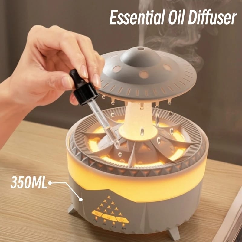 Water Raindrops Ultrasonic Air Humidifier Handmade 3D Glass Essential Oil Diffuser with 7 Color LED, Ideal for Home, Office, Yoga Room