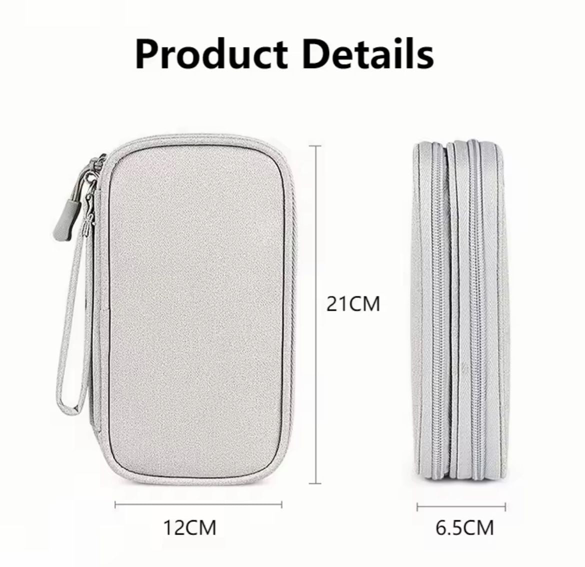 Travel Cable Organizer Bag Portable Waterproof Double Layer Storage for Cables, Power Bank, and Accessories