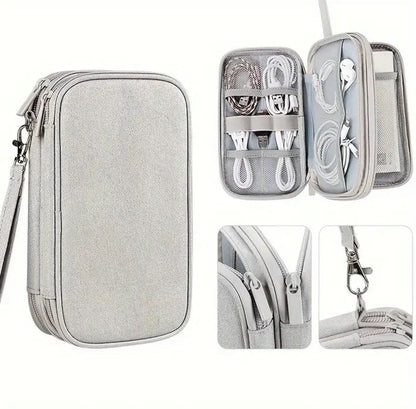 Travel Cable Organizer Bag Portable Waterproof Double Layer Storage for Cables, Power Bank, and Accessories