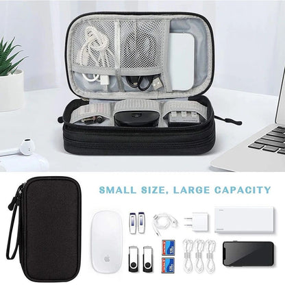 Travel Cable Organizer Bag Portable Waterproof Double Layer Storage for Cables, Power Bank, and Accessories