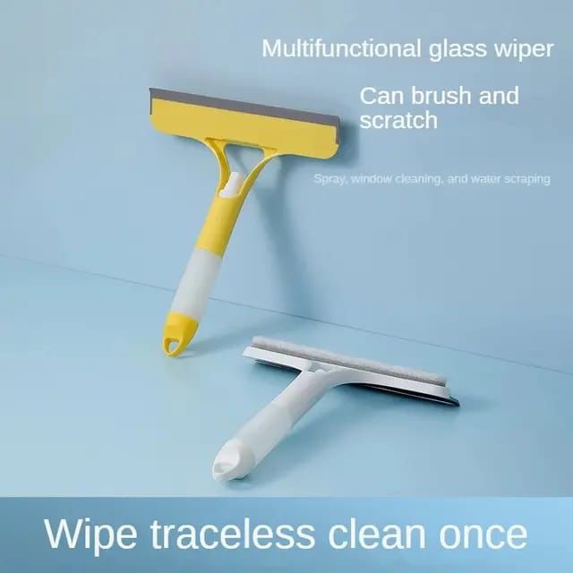 3 in 1 Car Spray Glass Double Sided Wiper Window Squeegee Cleaner with Spray Bottle, Sponge Brush, and Scraper