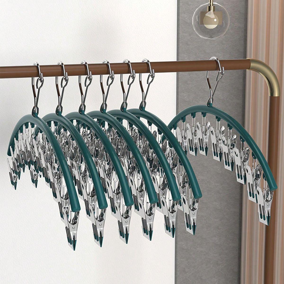 10 Pegs Stainless Steel Clothes Drying Hanger Windproof Clothing Rack Clips for Socks and Underwear Holder