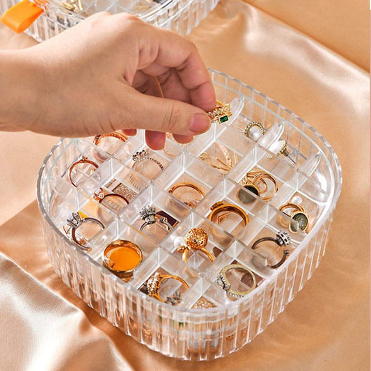 Classic Stackable Jewelry Organizer Box with Cufflink Compartments Transparent Plastic Storage Case for Earrings, Necklaces, Bracelets, and Rings