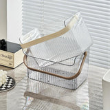 Multipurpose Draining Basket with Handle  Clear Acrylic with White or Beige Handle