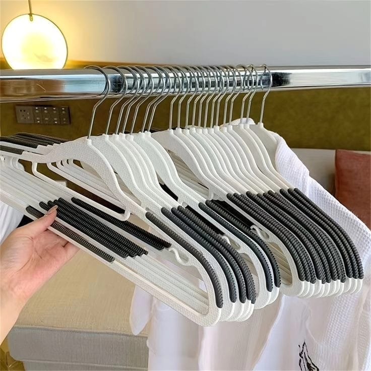 10pcs Household Hangers ABS Material, Velvet Surface, Ultra Slim Design, Notched Shoulders, Holds up to 10 Pounds