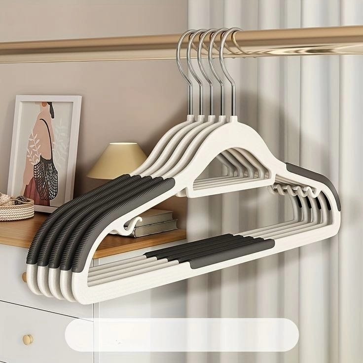 10pcs Household Hangers ABS Material, Velvet Surface, Ultra Slim Design, Notched Shoulders, Holds up to 10 Pounds