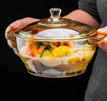 1pc Casserole Glass Bowl | Heat Resistant Glass Baking Dish | Durable Kitchen Cookware for Oven & Microwave