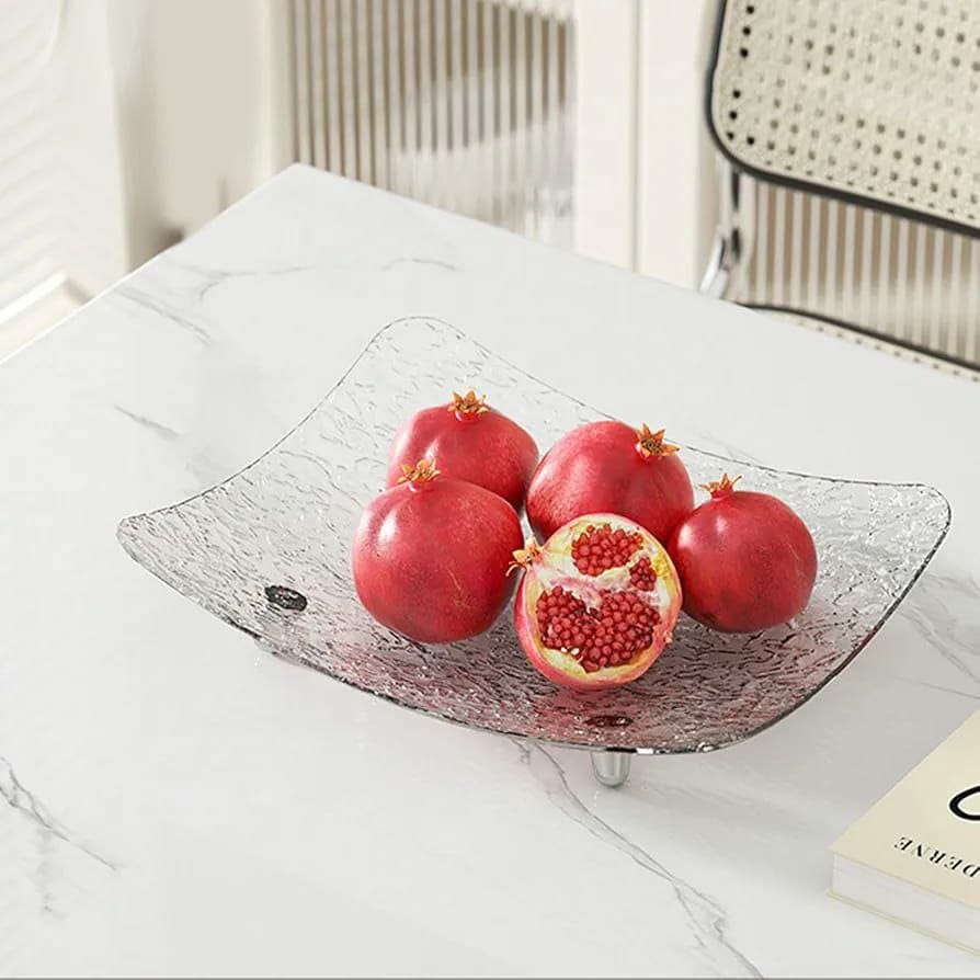 Luxury Fruit and Snack Tray  Thick Acrylic Multi Use Table Tray with Smooth Edge Design, Durable and Practical