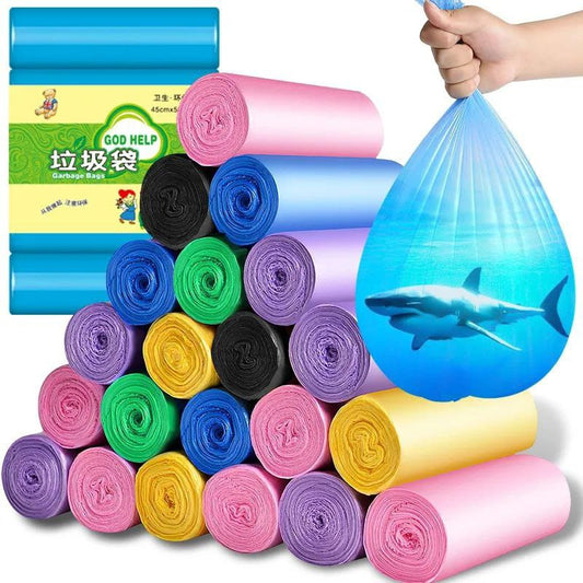 Assorted Colors Trash Bags Durable & Portable Disposable Garbage Bags, 100pcs Set (45x50cm), Available in Black, Blue, Yellow, and Purple