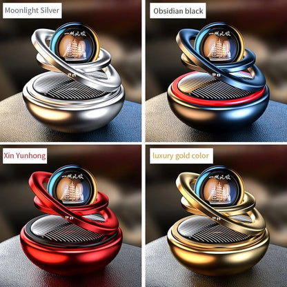 Solar Powered Rotating Car Air Freshener Dashboard Aromatherapy Diffuser for Interior, Available in Red, Black, Gold, Silver