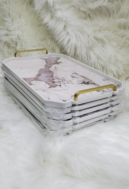 Decorative Marble Breakfast Table Serving Tray Elegant Ceramic Serving Tray for Dining and Home Decor