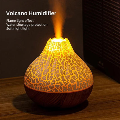 300ml Ultrasonic Volcano Air Humidifier 3 Color Gradient Ambient Light for Home and Office