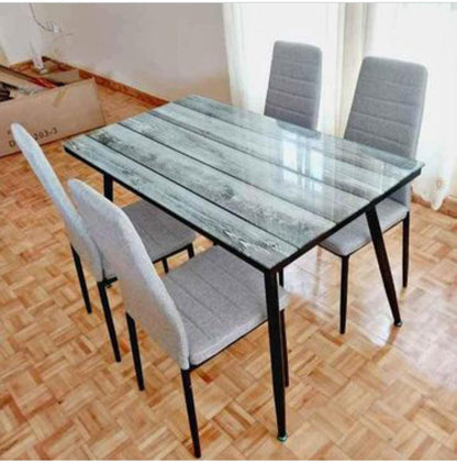 Elegant 4 Seater Glass Top Dining Table / Modern Dining Room Furniture with Sturdy Frame