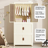 Stackable 3Level Plastic Portable Wardrobe Foldable, Installation Free Closet for Kids, Hanging Clothes Storage, White